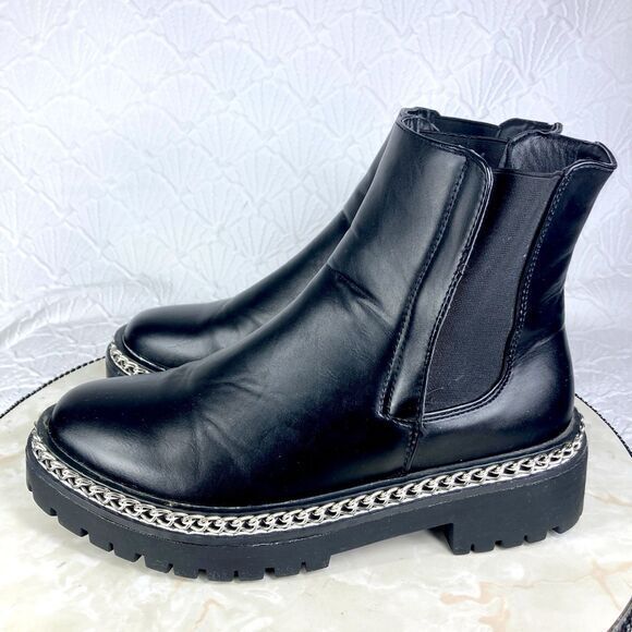 ASOS Truffle Collection Chunky Chelsea Boots Sz 7 Wide Black Retro Y2K Booties - Picture 8 of 15